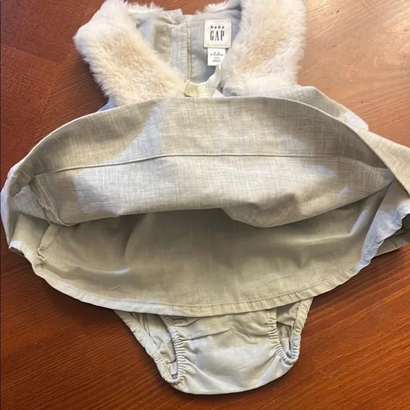 Baby Gap Dress Grey A Line Faux Fur 0-3 Months NWOT - Picture 4 of 6